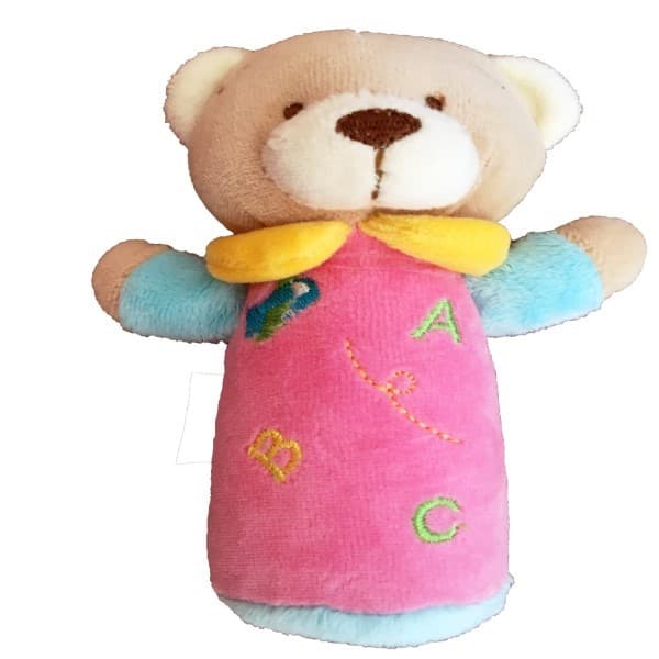 Jucărie ursuleț roz pluș cu sunet, 13 cm